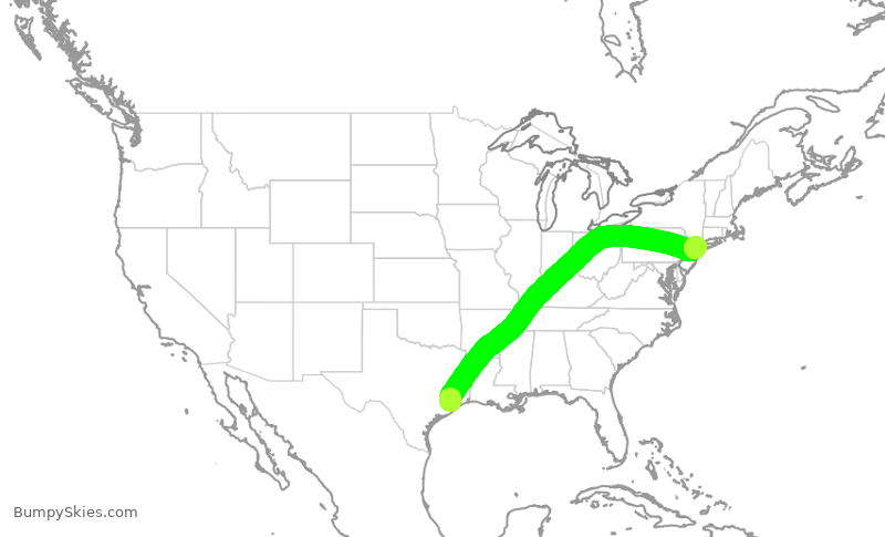 Turbulence forecast map for SWA4488, HOU to LGA