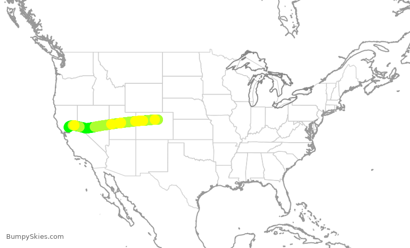 Turbulence forecast map for SWA4490, DEN to SMF
