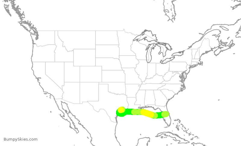 Turbulence forecast map for SWA4493, MCO to HOU