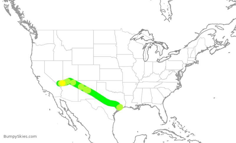 Turbulence forecast map for SWA4498, LAS to HOU