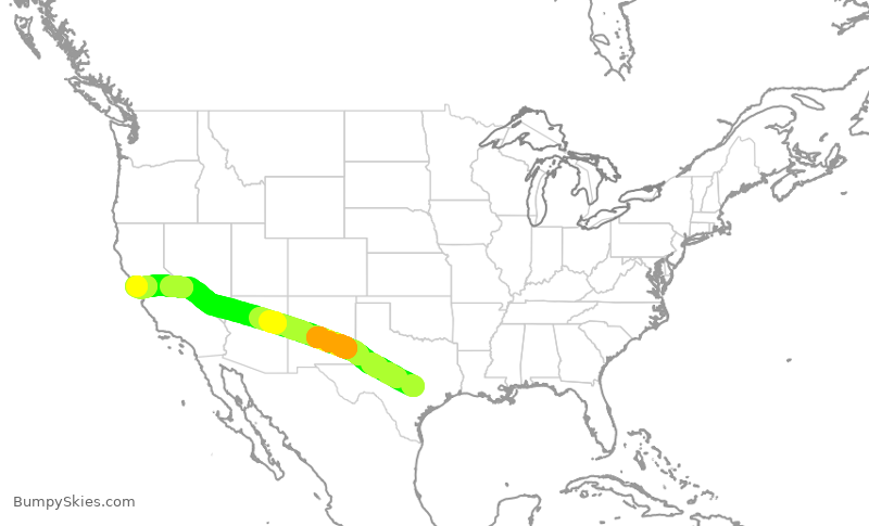 Turbulence forecast map for SWA449, AUS to SFO