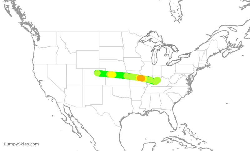 Turbulence forecast map for SWA4502, DEN to SDF