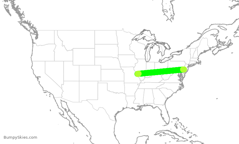 Turbulence forecast map for SWA4504, STL to PHL