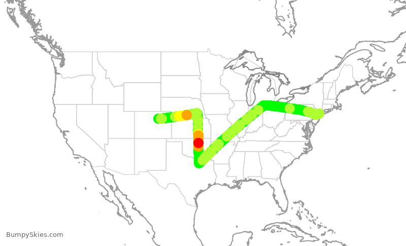 Turbulence forecast map for SWA450, DEN to LGA