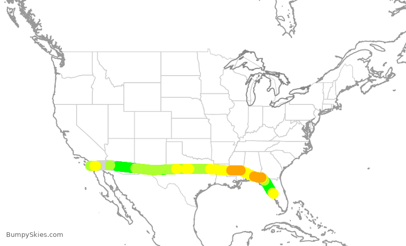 Turbulence forecast map for SWA4511, SAN to TPA