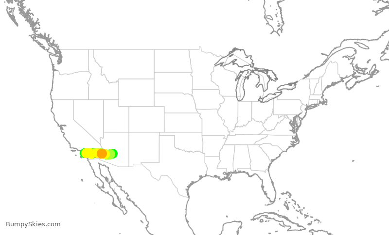 Turbulence forecast map for SWA4514, SNA to PHX
