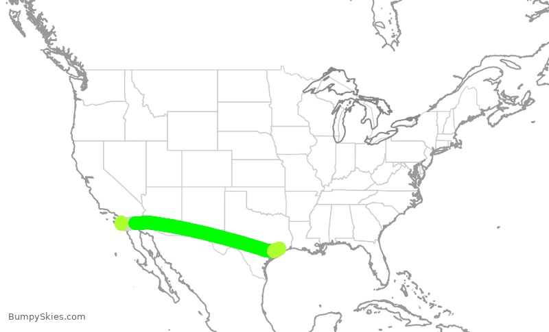 Turbulence forecast map for SWA4515, SAN to HOU
