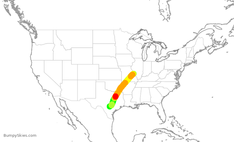 Turbulence forecast map for SWA4517, STL to SAT