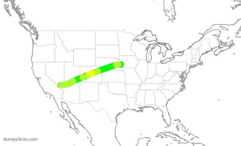 Turbulence forecast map for SWA451, LAS to OMA