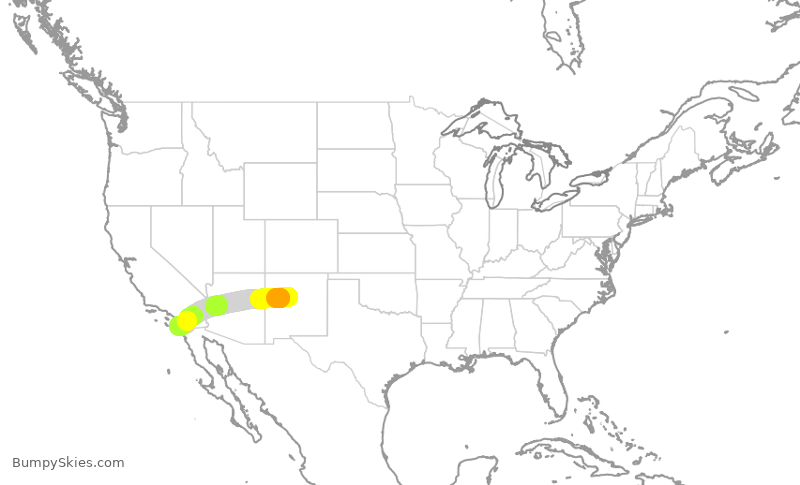 Turbulence forecast map for SWA4521, ABQ to SAN