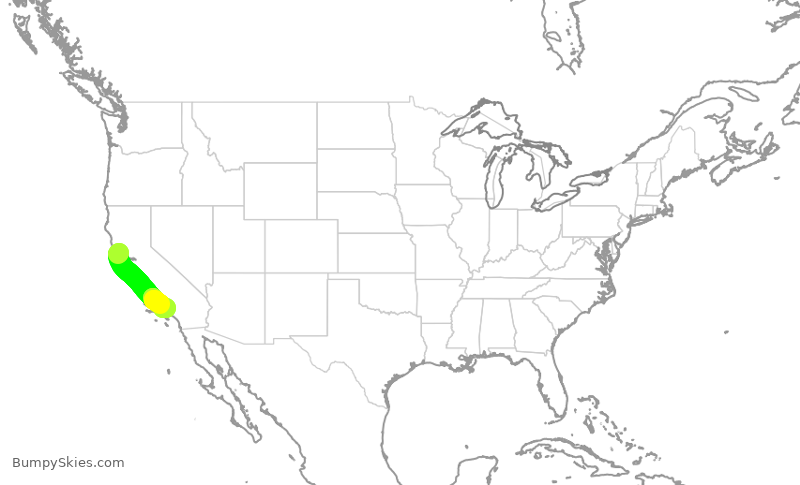 Turbulence forecast map for SWA4523, STS to BUR