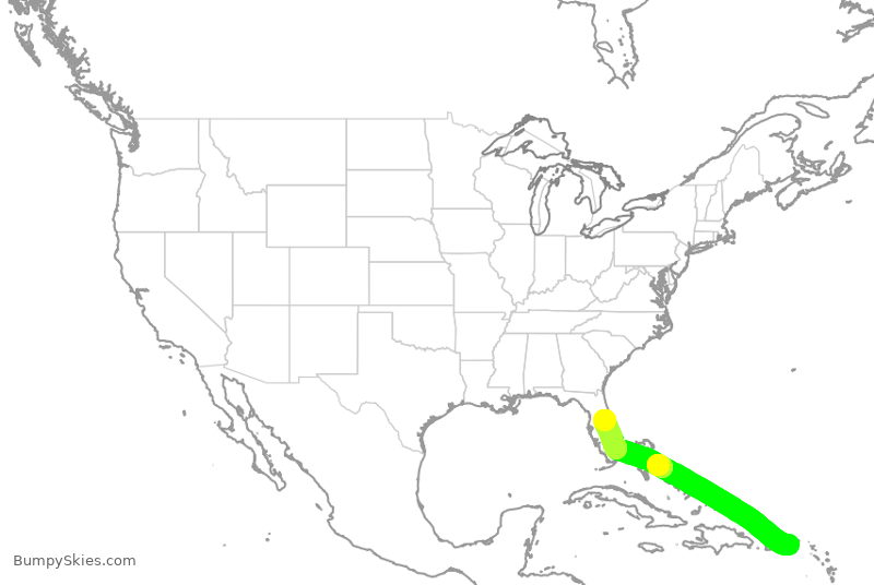 Turbulence forecast map for SWA4526, IST to MCO