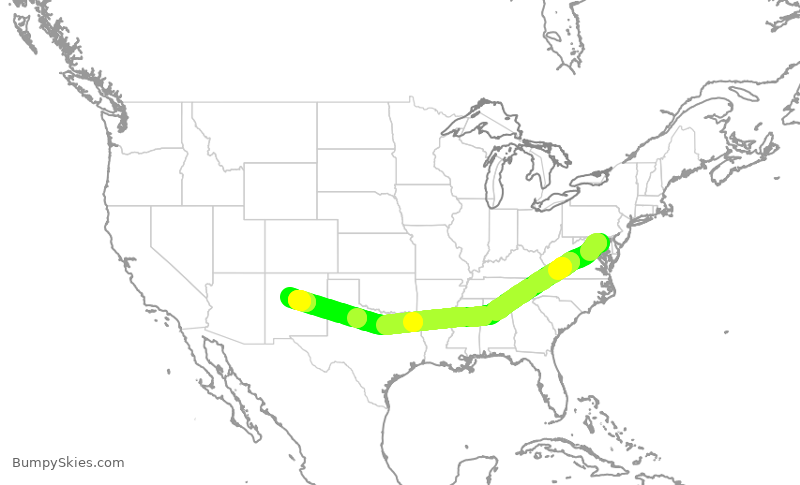 Turbulence forecast map for SWA4528, BWI to ABQ