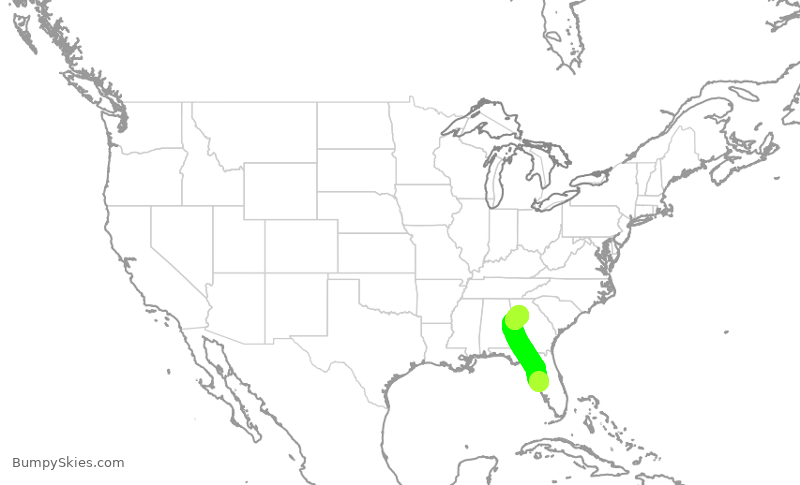 Turbulence forecast map for SWA4528, TPA to ATL
