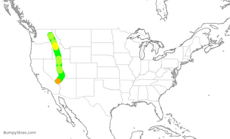 Turbulence forecast map for SWA452, LAS to GEG