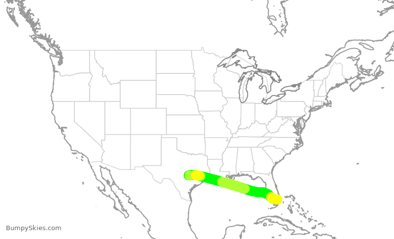 Turbulence forecast map for SWA4533, AUS to FLL