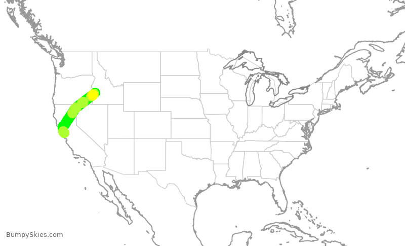 Turbulence forecast map for SWA4539, BOI to OAK
