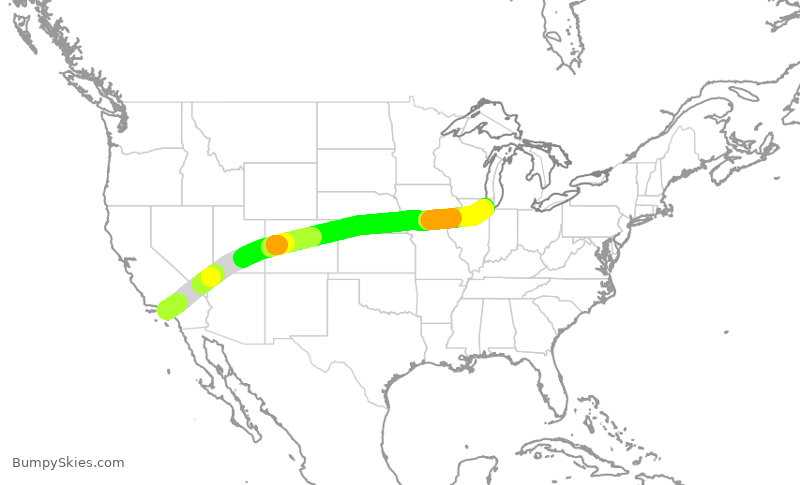 Turbulence forecast map for SWA4541, LAX to MDW