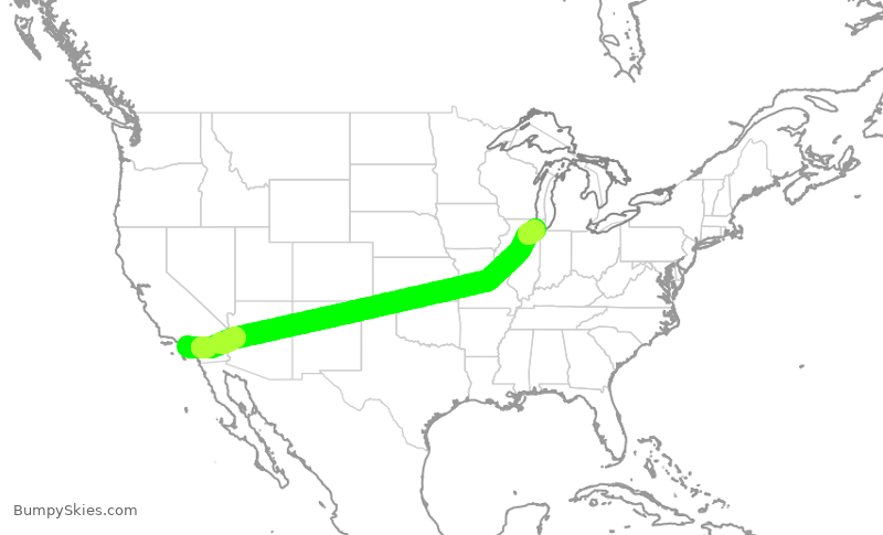 Turbulence forecast map for SWA4542, LGB to MDW
