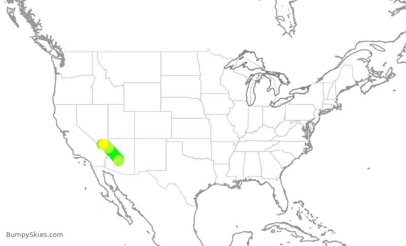 Turbulence forecast map for SWA4543, PHX to LAS