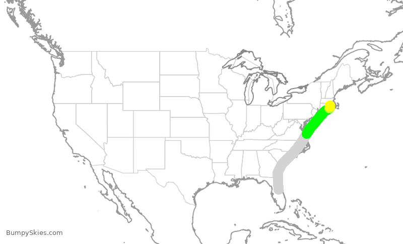 Turbulence forecast map for SWA4545, MCO to PVD