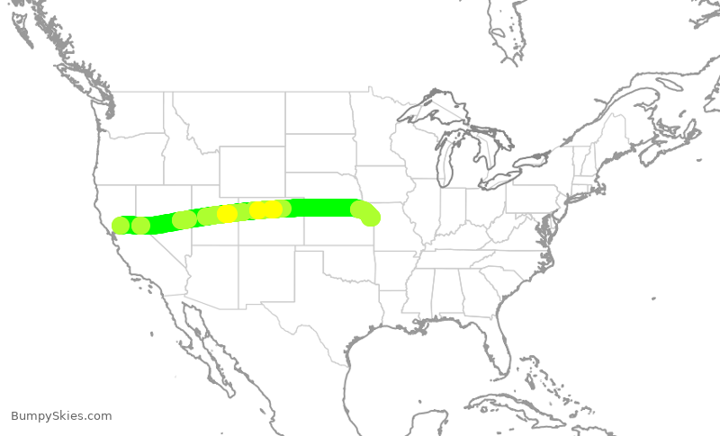 Turbulence forecast map for SWA4545, SMF to MCI