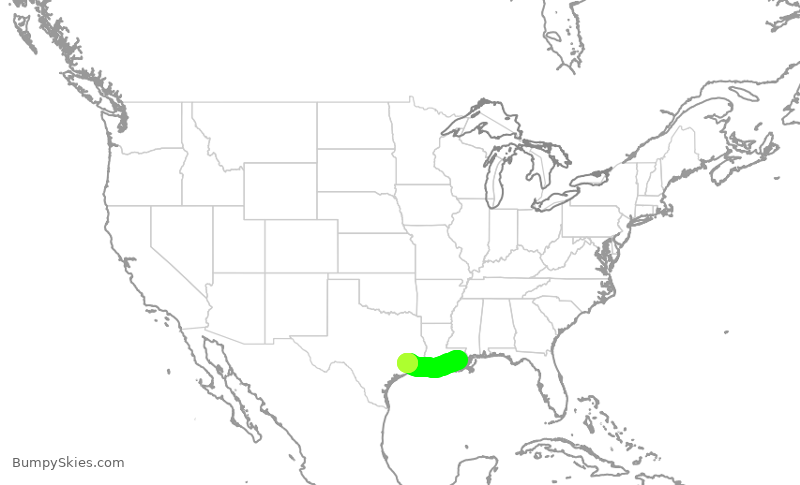 Turbulence forecast map for SWA4547, MSY to HOU