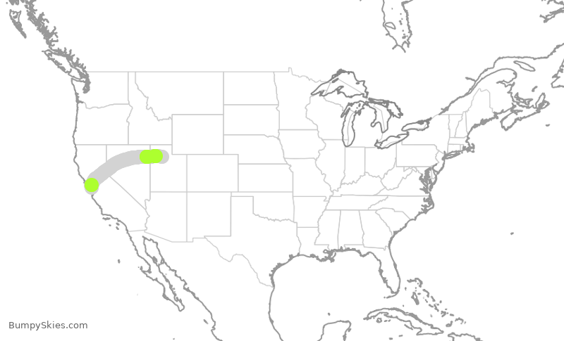 Turbulence forecast map for SWA4551, SJC to SLC