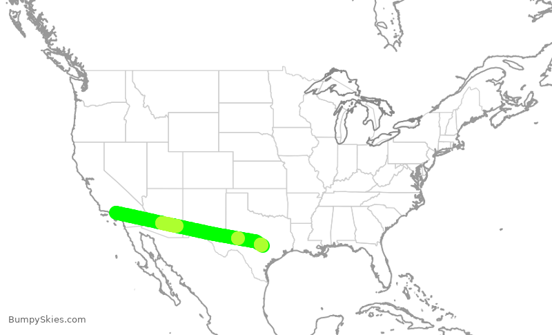 Turbulence forecast map for SWA4555, BUR to AUS