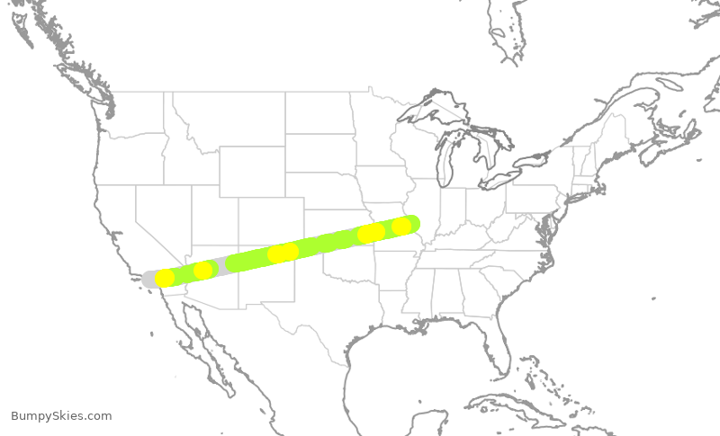 Turbulence forecast map for SWA4556, STL to LAX