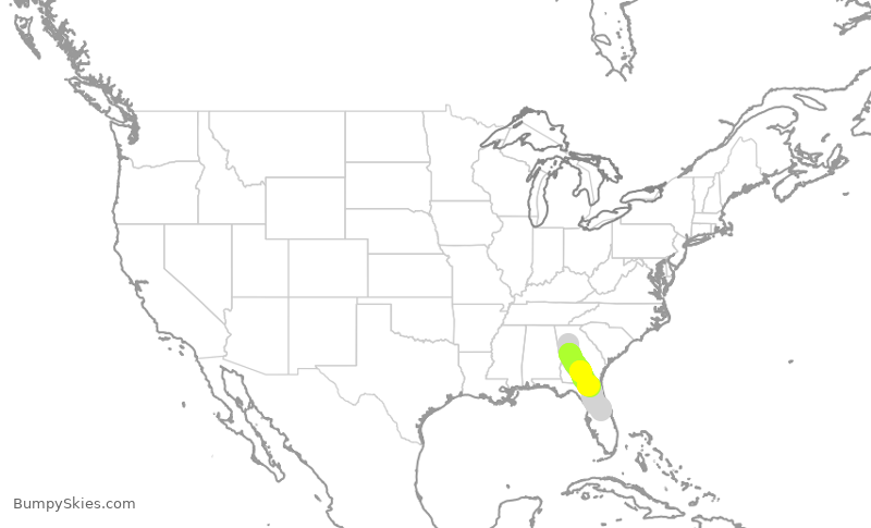 Turbulence forecast map for SWA4558, ATL to MCO