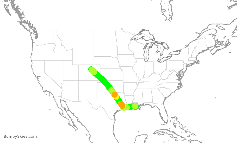 Turbulence forecast map for SWA455, MSY to DEN