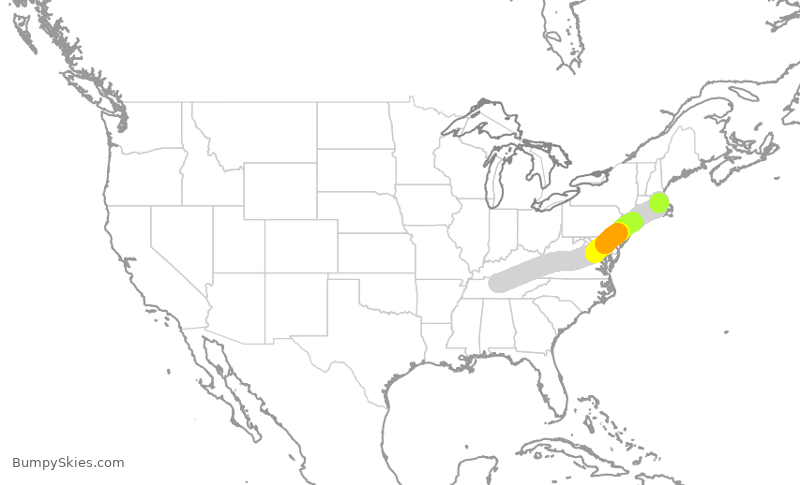 Turbulence forecast map for SWA4560, BNA to BOS