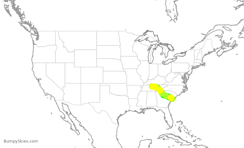 Turbulence forecast map for SWA4561, BNA to CHS