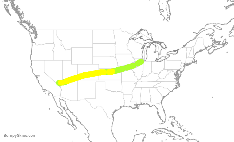 Turbulence forecast map for SWA4569, LAS to MDW