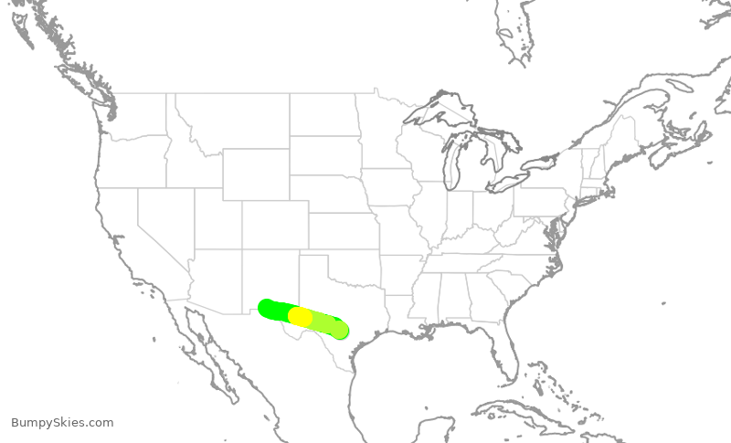 Turbulence forecast map for SWA4582, SAT to ELP