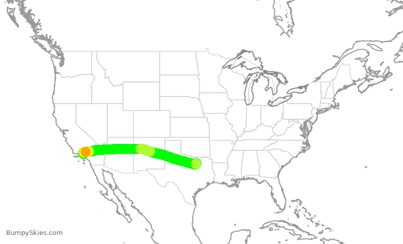 Turbulence forecast map for SWA4587, DAL to BUR