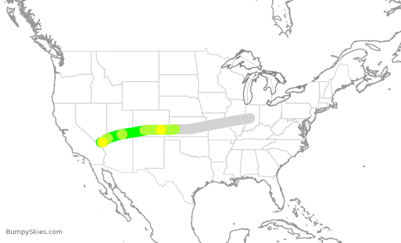 Turbulence forecast map for SWA4589, IND to LAS