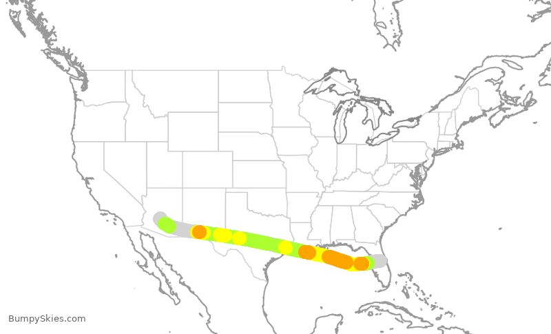 Turbulence forecast map for SWA458, MCO to PHX