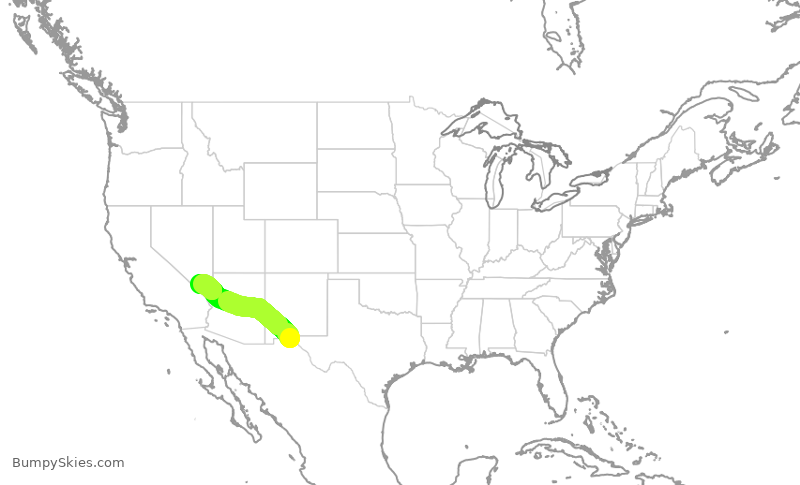 Turbulence forecast map for SWA4598, ELP to LAS