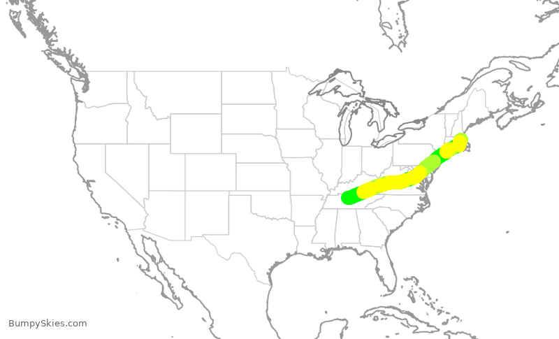 Turbulence forecast map for SWA459, BNA to BOS