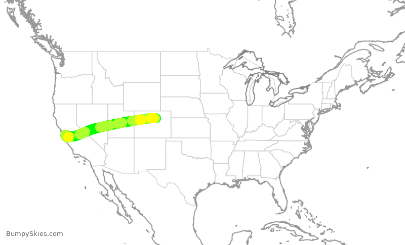 Turbulence forecast map for SWA459, DEN to SJC