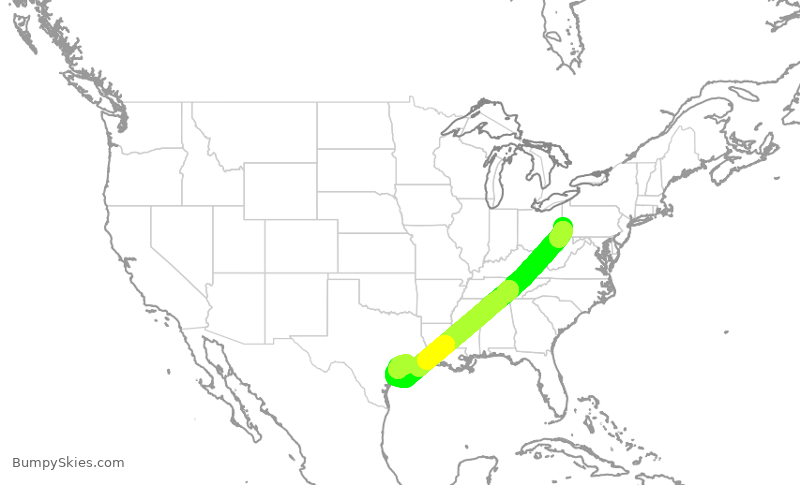 Turbulence forecast map for SWA4604, PIT to HOU