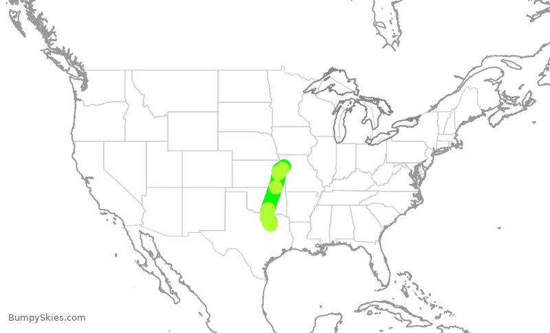Turbulence forecast map for SWA4609, DAL to MCI