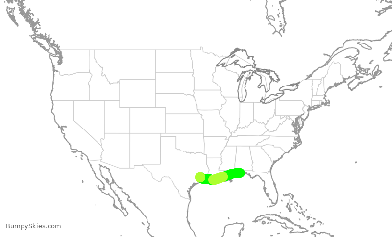 Turbulence forecast map for SWA460, PNS to HOU