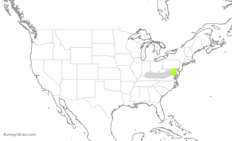 Turbulence forecast map for SWA4612, SDF to BWI