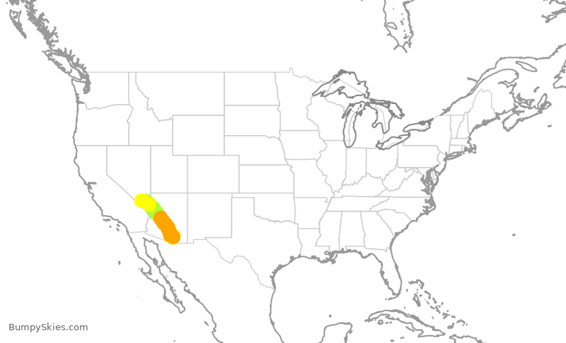 Turbulence forecast map for SWA4618, TUS to LAS