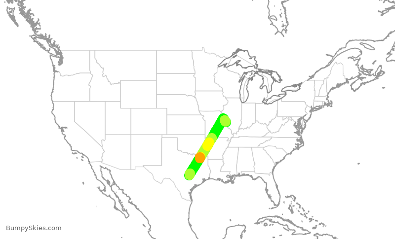 Turbulence forecast map for SWA461, AUS to STL