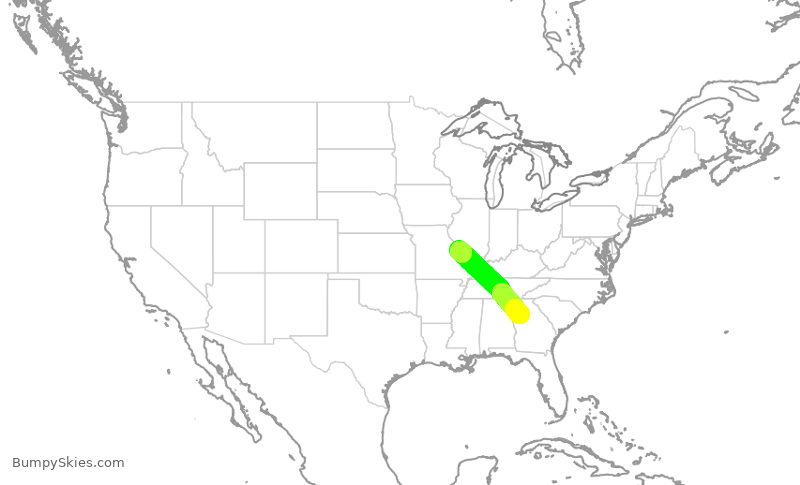 Turbulence forecast map for SWA461, STL to ATL