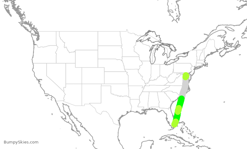Turbulence forecast map for SWA4627, BWI to FLL